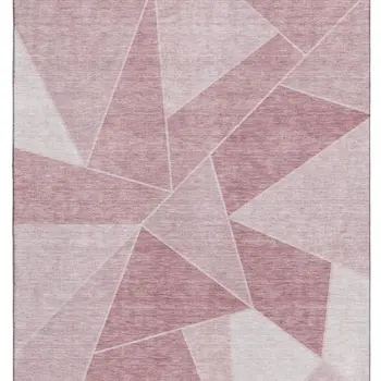9' X 12' Blush And Ivory Geometric Washable Area Rug With UV Protection