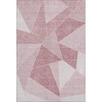 10' X 14' Blush And Ivory Geometric Washable Area Rug With UV Protection