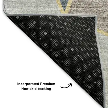 8' X 10' Blue Charcoal And Ivory Geometric Washable Area Rug With UV Protection