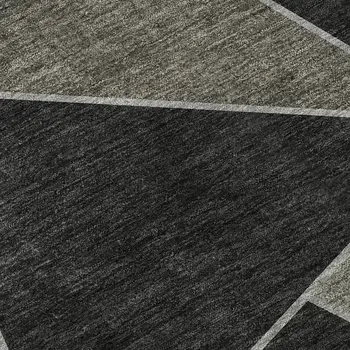 3' X 5' Coffee Charcoal And Ivory Geometric Washable Area Rug With UV Protection