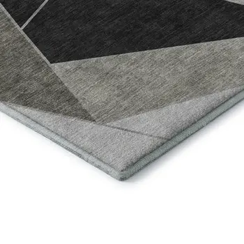8' X 10' Coffee Charcoal And Ivory Geometric Washable Area Rug With UV Protection