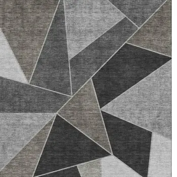 8' X 10' Coffee Charcoal And Ivory Geometric Washable Area Rug With UV Protection