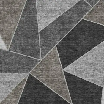 9' X 12' Coffee Charcoal And Ivory Geometric Washable Area Rug With UV Protection