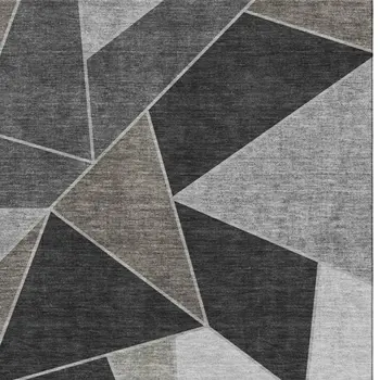 10' X 14' Coffee Charcoal And Ivory Geometric Washable Area Rug With UV Protection