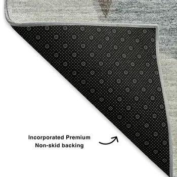 8' Chocolate Brown And Gray Geometric Washable Round Rug With UV Protection