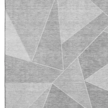 3' X 5' Gray And Silver Geometric Washable Area Rug With UV Protection