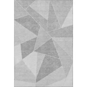 5' X 8' Gray And Silver Geometric Washable Area Rug With UV Protection
