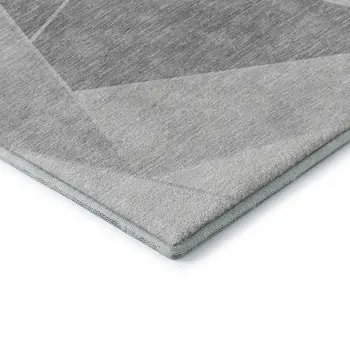 8' X 10' Gray And Silver Geometric Washable Area Rug With UV Protection