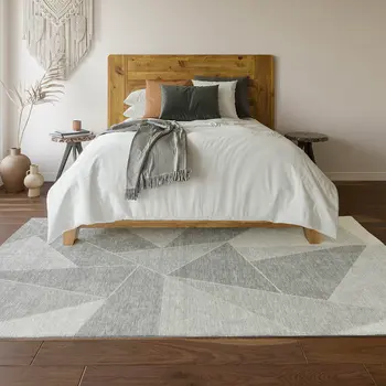 8' X 10' Gray And Silver Geometric Washable Area Rug With UV Protection