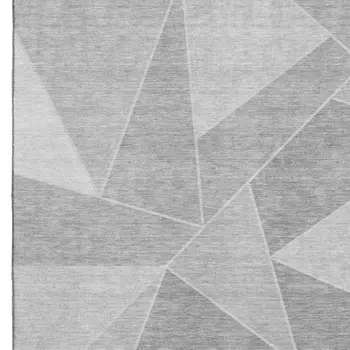 8' X 10' Gray And Silver Geometric Washable Area Rug With UV Protection