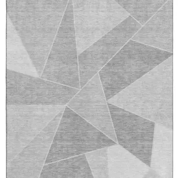 8' X 10' Gray And Silver Geometric Washable Area Rug With UV Protection