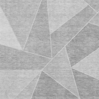 10' X 14' Gray And Silver Geometric Washable Area Rug With UV Protection