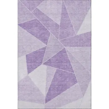 3' X 5' Lilac And Ivory Geometric Washable Area Rug With UV Protection