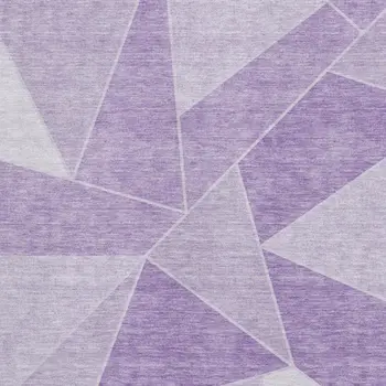 5' X 8' Lilac And Ivory Geometric Washable Area Rug With UV Protection