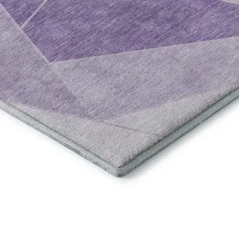 8' X 10' Lilac And Ivory Geometric Washable Area Rug With UV Protection