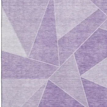 8' X 10' Lilac And Ivory Geometric Washable Area Rug With UV Protection