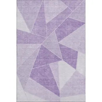 9' X 12' Lilac And Ivory Geometric Washable Area Rug With UV Protection