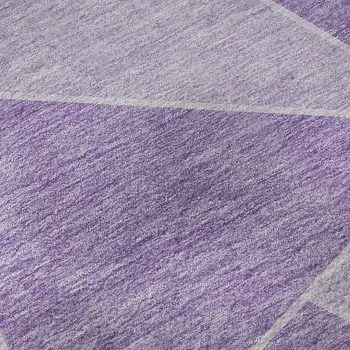9' X 12' Lilac And Ivory Geometric Washable Area Rug With UV Protection