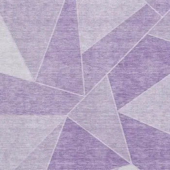 9' X 12' Lilac And Ivory Geometric Washable Area Rug With UV Protection