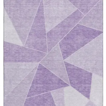 9' X 12' Lilac And Ivory Geometric Washable Area Rug With UV Protection