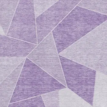 10' X 14' Lilac And Ivory Geometric Washable Area Rug With UV Protection