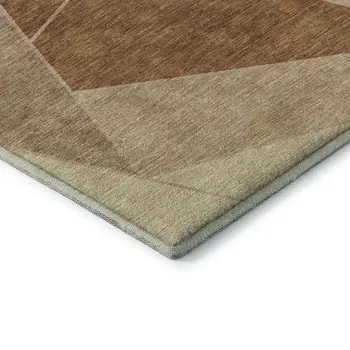 8' X 10' Chili Red And Beige Geometric Washable Area Rug With UV Protection