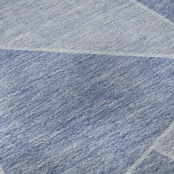 3' X 5' Sky Blue And Ivory Geometric Washable Area Rug With UV Protection