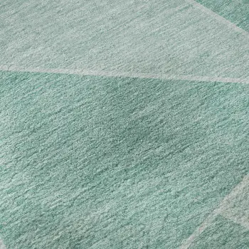 8' X 10' Teal And Ivory Geometric Washable Area Rug With UV Protection