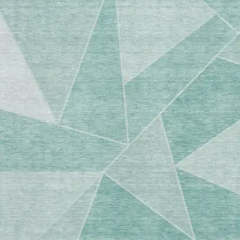 10' X 14' Teal And Ivory Geometric Washable Area Rug With UV Protection