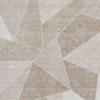 10' X 14' Taupe And Ivory Geometric Washable Area Rug With UV Protection