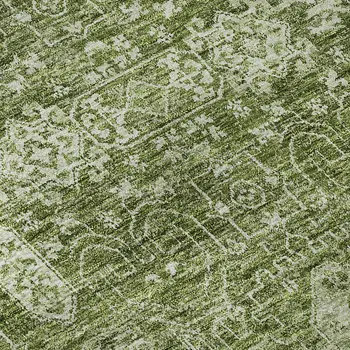 8' X 10' Artichoke Green And Ivory Floral Washable Area Rug With UV Protection