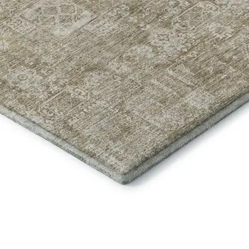 8' X 10' Beige And Ivory Floral Washable Area Rug With UV Protection