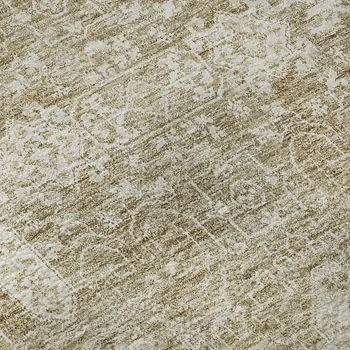 8' X 10' Beige And Ivory Floral Washable Area Rug With UV Protection