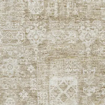 10' X 14' Beige And Ivory Floral Washable Area Rug With UV Protection