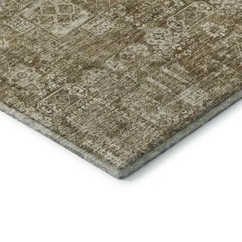 5' X 8' Brown And Ivory Floral Washable Area Rug With UV Protection