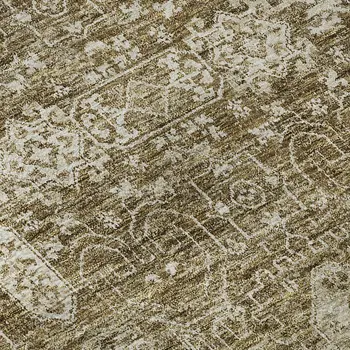 5' X 8' Brown And Ivory Floral Washable Area Rug With UV Protection