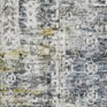3' X 5' Charcoal Ivory And Gold Floral Washable Area Rug With UV Protection