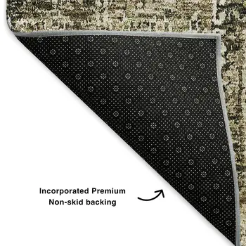 5' X 8' Coffee Ivory And Gold Floral Washable Area Rug With UV Protection
