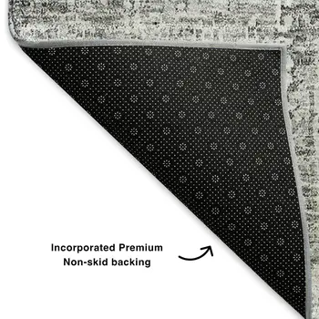 3' X 5' Gray And Ivory Floral Washable Area Rug With UV Protection