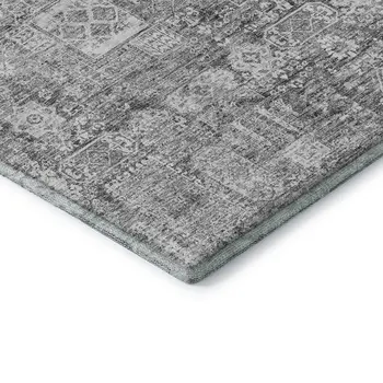 3' X 5' Gray And Ivory Floral Washable Area Rug With UV Protection