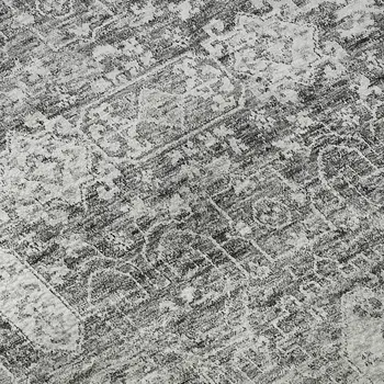 5' X 8' Gray And Ivory Floral Washable Area Rug With UV Protection