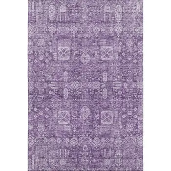 3' X 5' Purple And Ivory Floral Washable Area Rug With UV Protection