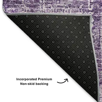 8' X 10' Purple And Ivory Floral Washable Area Rug With UV Protection