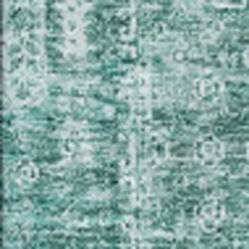 5' X 8' Teal And Aqua Floral Washable Area Rug With UV Protection
