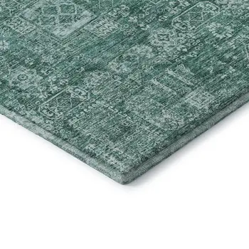 10' X 14' Teal And Aqua Floral Washable Area Rug With UV Protection