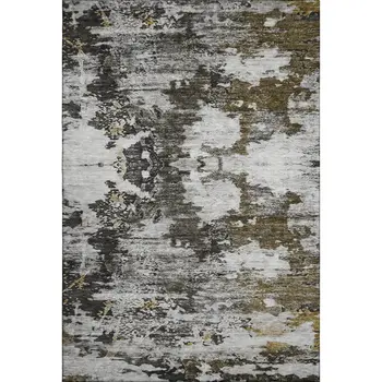 5' X 8' Taupe Ivory And Charcoal Abstract Washable Area Rug With UV Protection