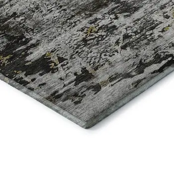 5' X 8' Taupe Ivory And Charcoal Abstract Washable Area Rug With UV Protection