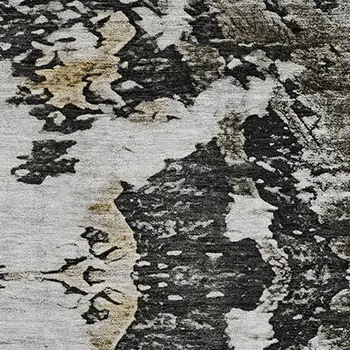 8' Taupe Ivory And Charcoal Abstract Washable Round Rug With UV Protection
