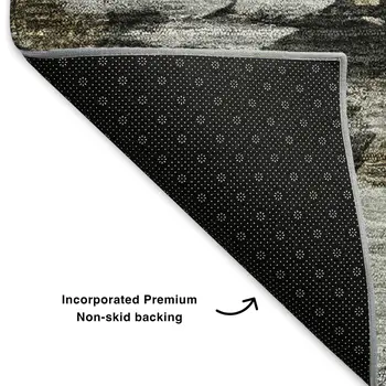 8' X 10' Taupe Ivory And Charcoal Abstract Washable Area Rug With UV Protection