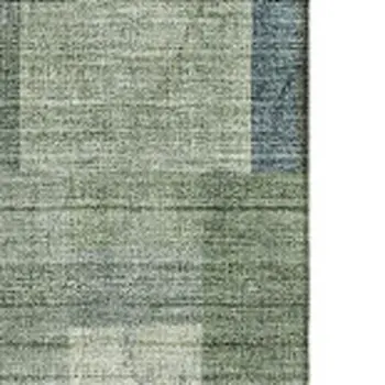 5' X 8' Green Blue And Gray Geometric Washable Area Rug With UV Protection